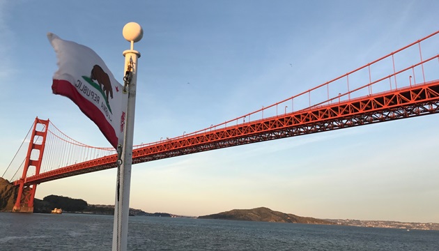 Golden Gate Bridge with California State Flag